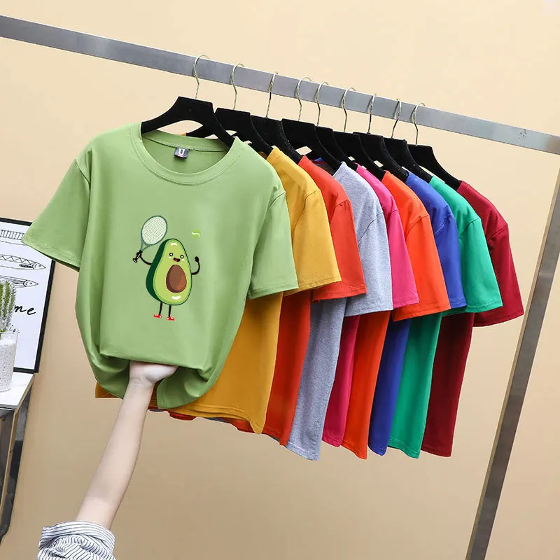 Зеленая женская футболка с мультипликационным принтом авокадо графическая