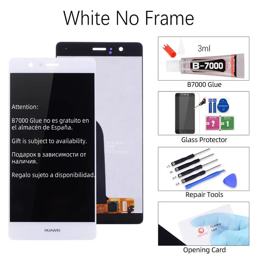White No Frame Mini тачскрин дисплей экран для HUAWEI P9 Lite сенсорный дисплей LCD с тачскрином в рамке замена запчасти VNS L31 L21 EVA-L09 l19 Черный белый золотой - Цвет: White No Frame