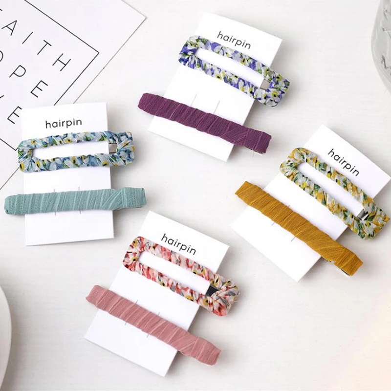2 шт./компл. маленькая свежая и простая цветочная ткань заколка для волос