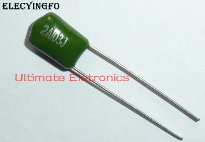 100 шт. лавсановой пленки конденсатор с алюминиевой крышкой 100V 2A103J 0 01 мкФ 10nF 2A103 5%