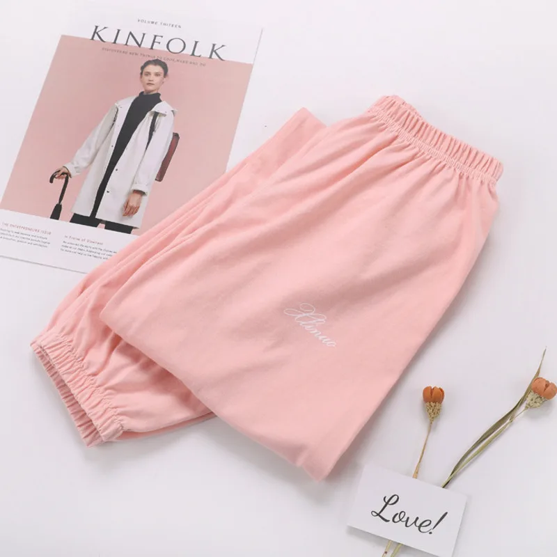 100% Хлопковые Штаны для сна женские свободные повседневные Пижамные брюки женщин