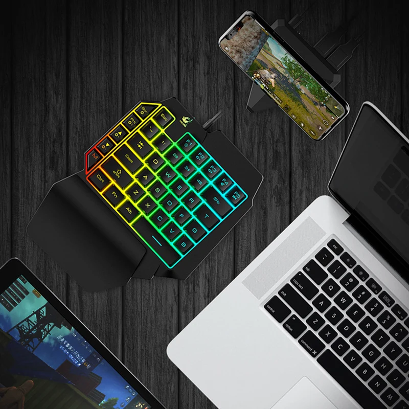 RGB клавиатура с подсветкой Механическая игровая для одной руки 42 клавиши синий