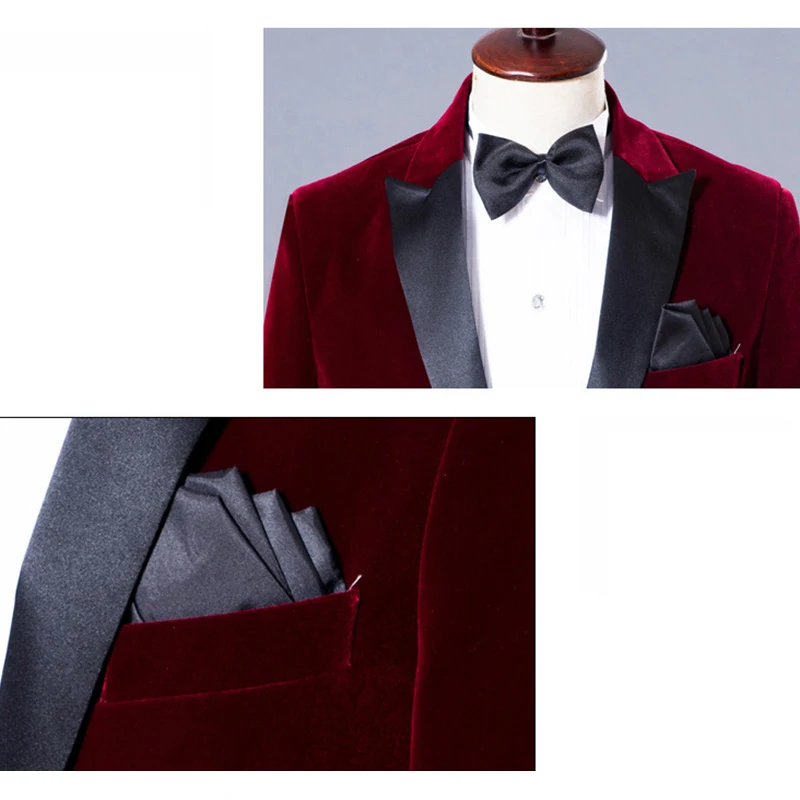 

Autumn and Winter New Grooms man Costume Compere Stage Costume Men's Slim Coat Groom's Wedding Dress Clothes Man Singer costume