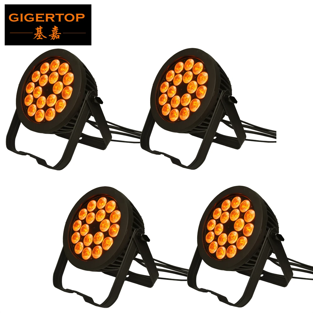 

Freeshipping 4 Pack 18 x 18W Flat Waterproof Led Par Light RGBW Yellow+Purple Professional Wall Washer Light DMX 6/10 Channels