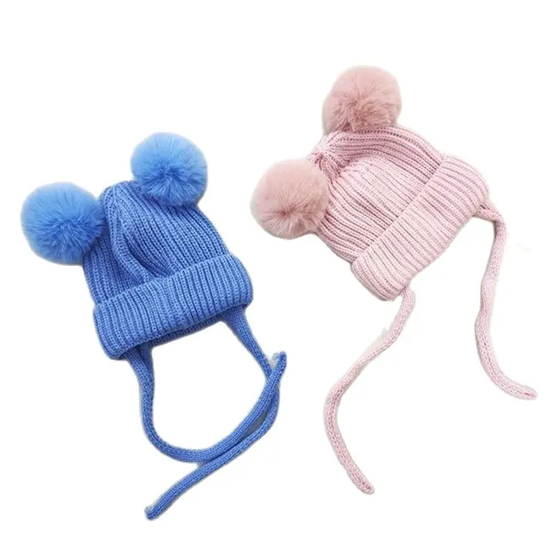 

Baby Kid Cute Cartoon Pompom Knit hat Boys Child Girls kid 6 months Thick warm Braid Beanie Cap Soft Skullies Skullcap Windproof