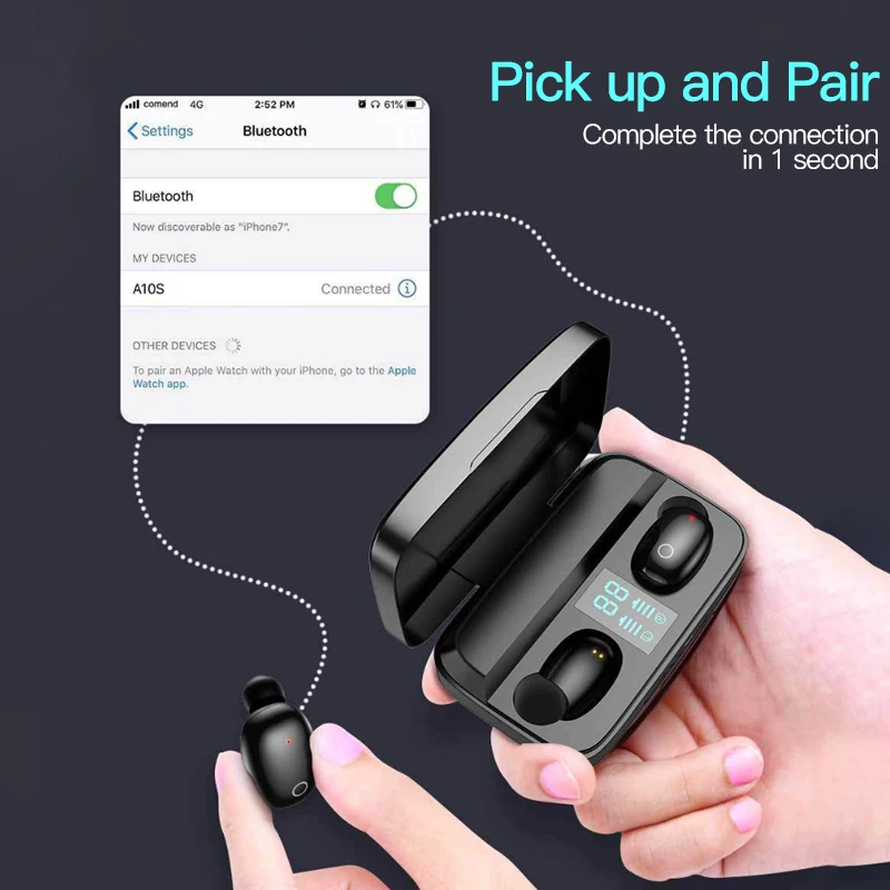 TWS стереонаушники с зарядным футляром и поддержкой Bluetooth 5 0 2000 мА · ч|Наушники