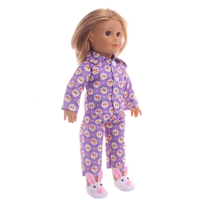 Цветочный пижамный комплект подходит для 18 дюймовых американских кукол и 43 см