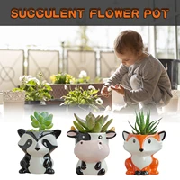 creative animal shape flower pots ceramic desk flower vases set cute design succulent pot indoor planter