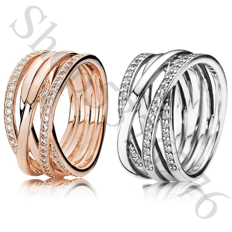 Подлинное 925 пробы Серебряное Оригинальное сверкающее и полированное кольцо