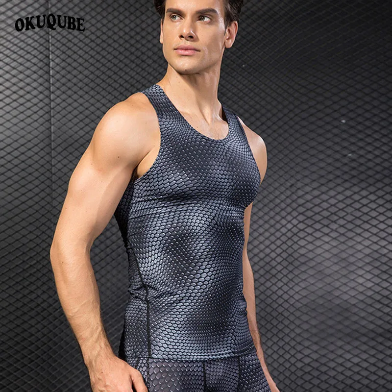 

Men Running Vests Breathable Elastic Sleeveless Workout T-shirts Black Gray Blue White Red Jogging Biking Gym Sports Vests S-2XL