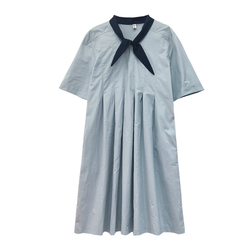 

Large Size Women's Clothing Chubby Girl's Dress Short Sleeve Women's Summer Loose Western Style Slimming Belly-Covering