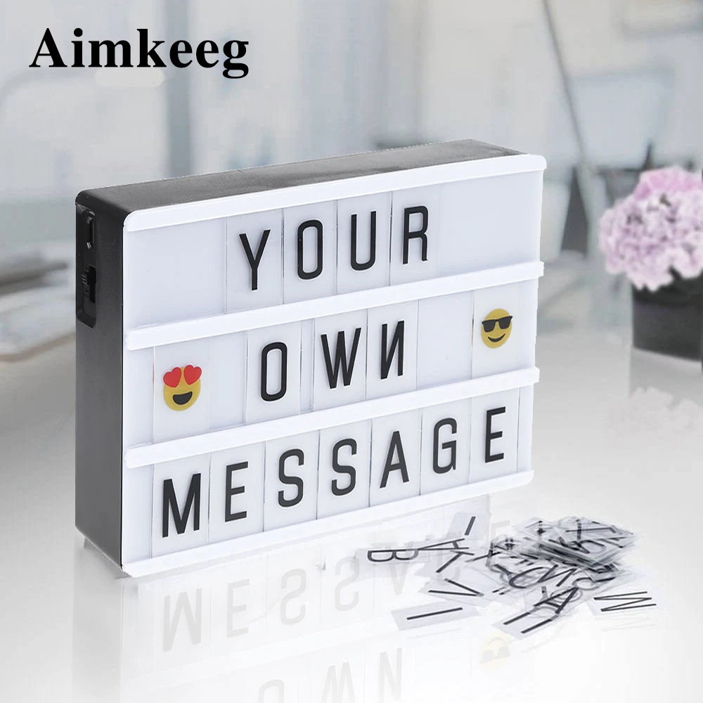 Caixa de Luz Decoração da Lâmpada Aimkeeg Tamanho Combinação Noturna Usb aa Bateria Faça Você Mesmo Cartas Cartões Placa Mensagem Lightbox a4 a6 Led