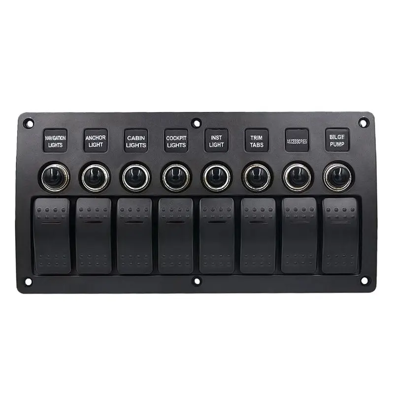 

Boat Car Marine Rocker Switch Panel 8 Gang 3PIN & Circuit Breaker Overload Protection Waterproof LED Switch Panel DC12/24V ON-OF