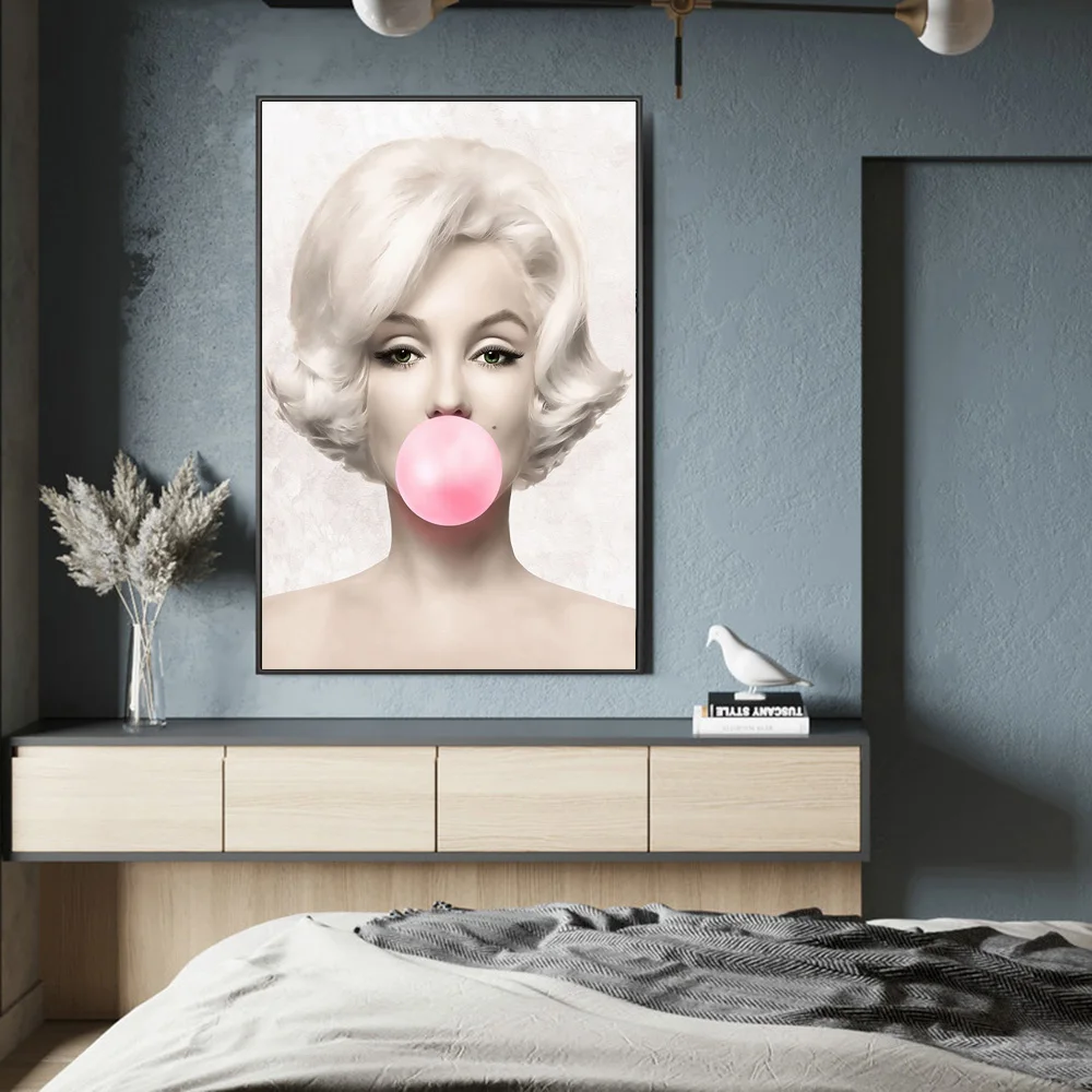 Девушки с розовой жвачкой холст художественные плакаты и принты винтажный