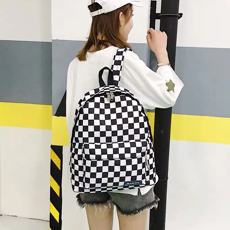 Женский клетчатый нейлоновый рюкзак унисекс для путешествий ноутбука школьные