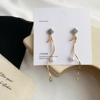 2020 new fashion women earrings geometry metal tassels imitation pearl earrings for women girl party jewelry gifts wholesale