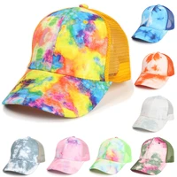 tie dye print baseball cap men women snapback hip hop hat summer breathable mesh sun gorras casual unisex streetwear bone caps