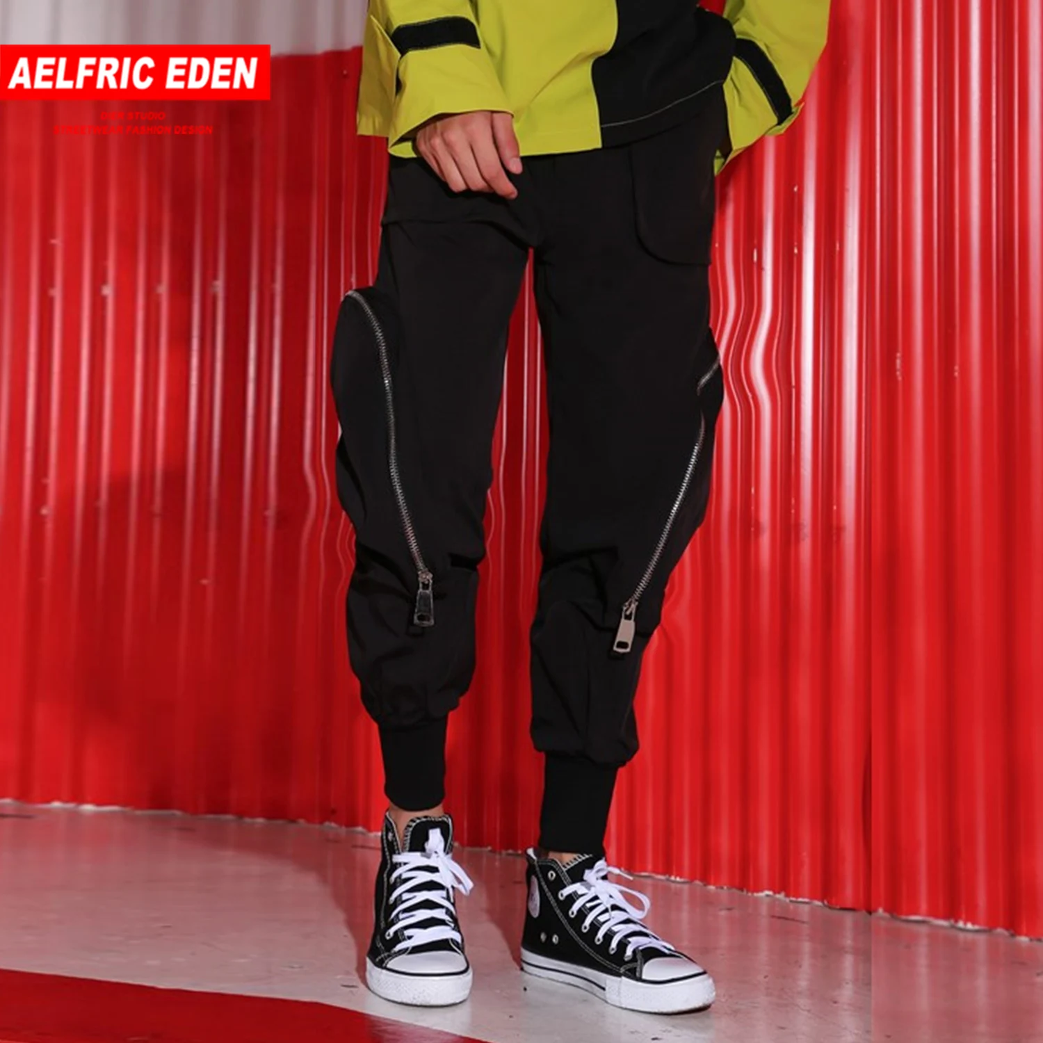 Aelfric Eden однотонные шаровары с карманами на молнии брюки карго 2019 Harajuku хип-хоп
