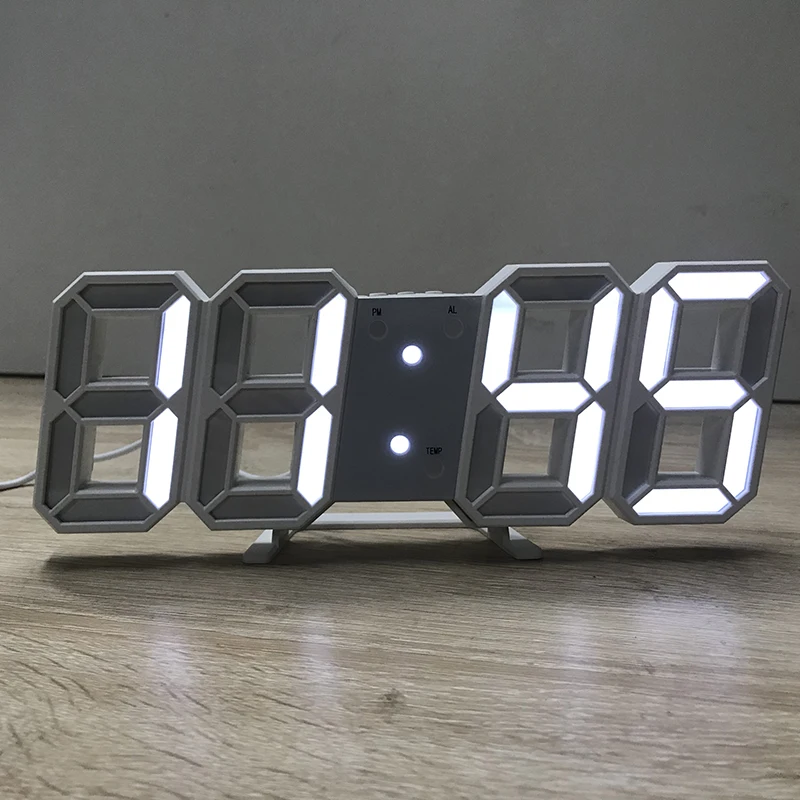 8 Формы USB цифровой настольный часы настенные часы светодиодный Время Дисплей Креативные часы 24 и 12-часовой Дисплей повтора сигнала украшение дома