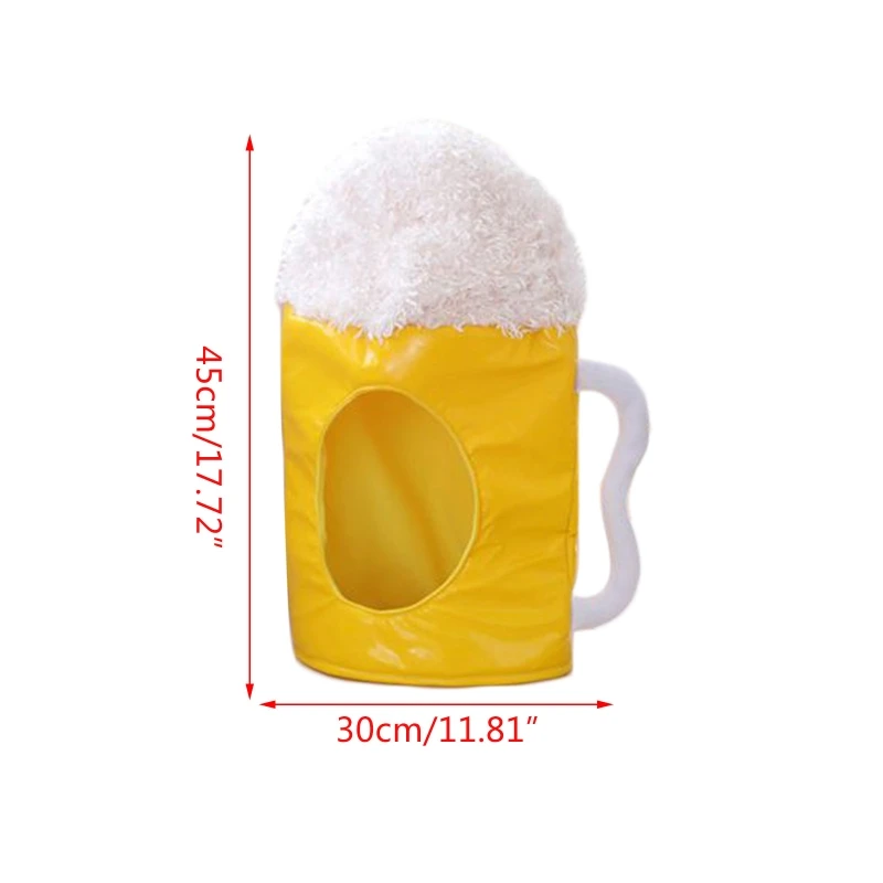 

Creative Japanese Funny Rice Cup Yellow Beer Plush Hat Toy Cartoon Full Headgear Cap Cosplay Costume Party Photo Props