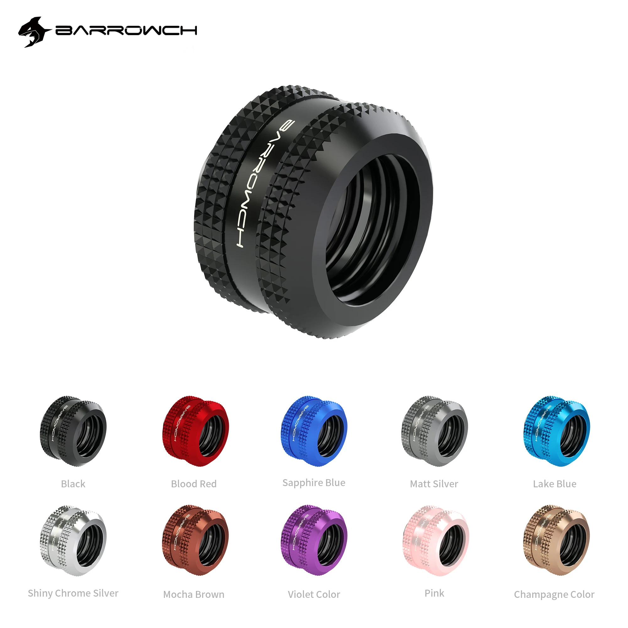 

Barrowch Water Cooling Hard Tube Fitting for OD 12/14/16mm,Aluminum Alloy Multiple Color Ring G1/4 Brass Adapter,FBYKN V1 Series