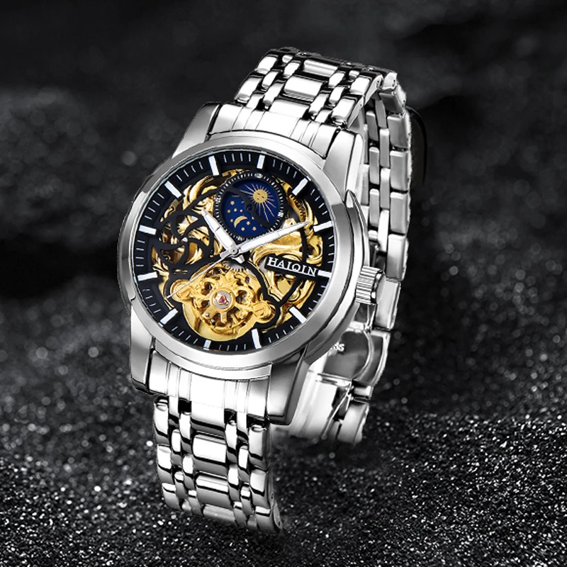 

Часы наручные HAIQIN Мужские механические, брендовые Роскошные автоматические в стиле милитари, с вырезами и турбийоном, 2020