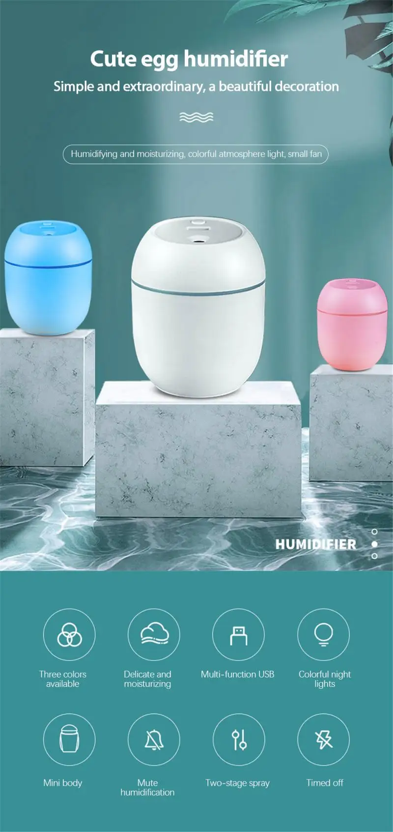 

New Humidifier Mini Household Timer Small Moisturizing Aromatherapy Car Creativity Air Bear USB Humidifier LED Night Lamp