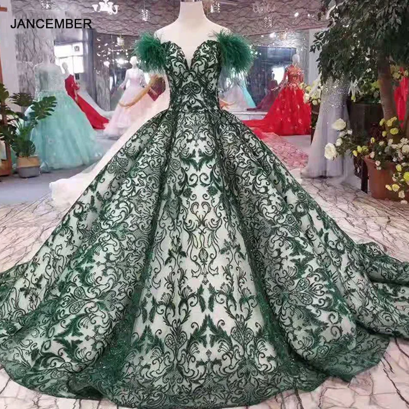 Зеленое Вечернее Платье LS11091 длинное кружевное платье с открытыми плечами и