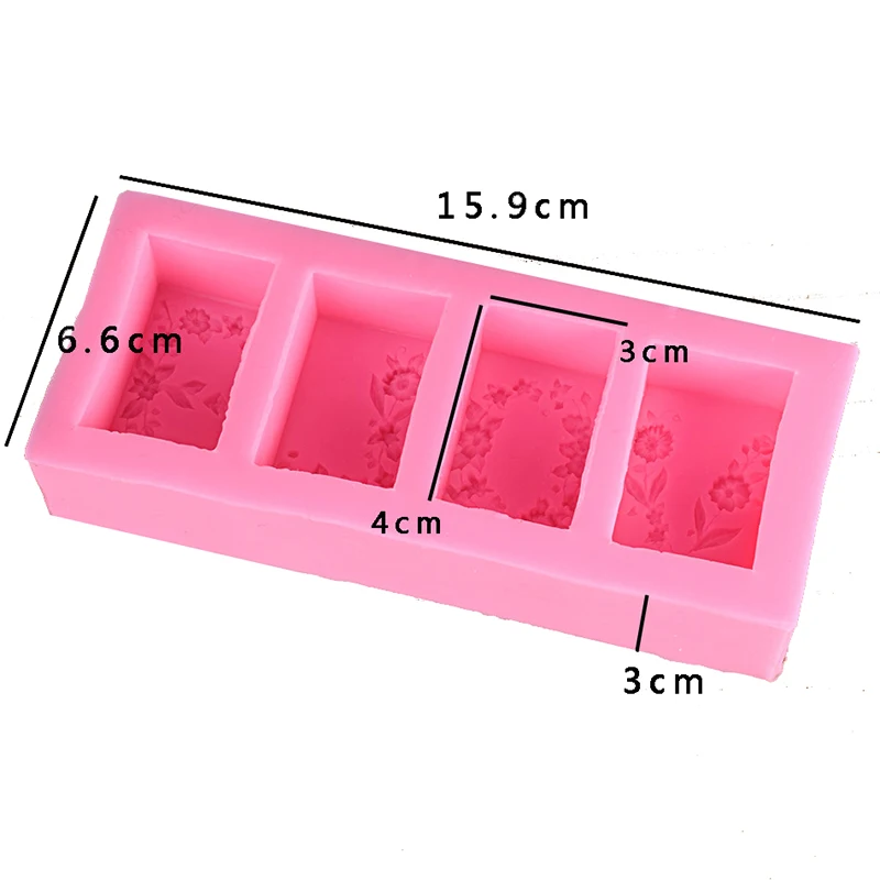 Цветочная прямоугольная силиконовая форма для мыла ручной работы мороженое-желе