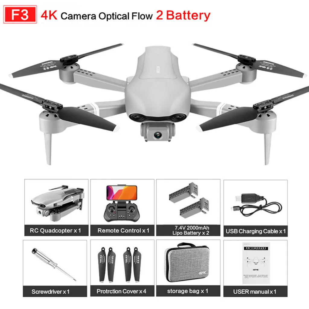 F3 оптический Дрон с двойной камерой 4K HD WIFI FPV RC Квадрокоптер складной Безголовый