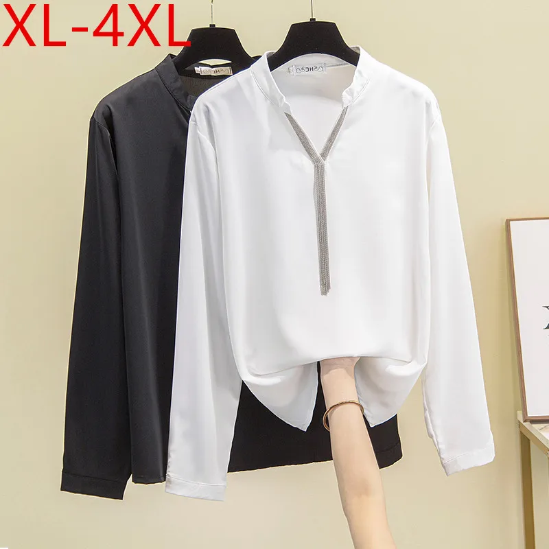 

Женская шифоновая рубашка с длинным рукавом и V-образным вырезом