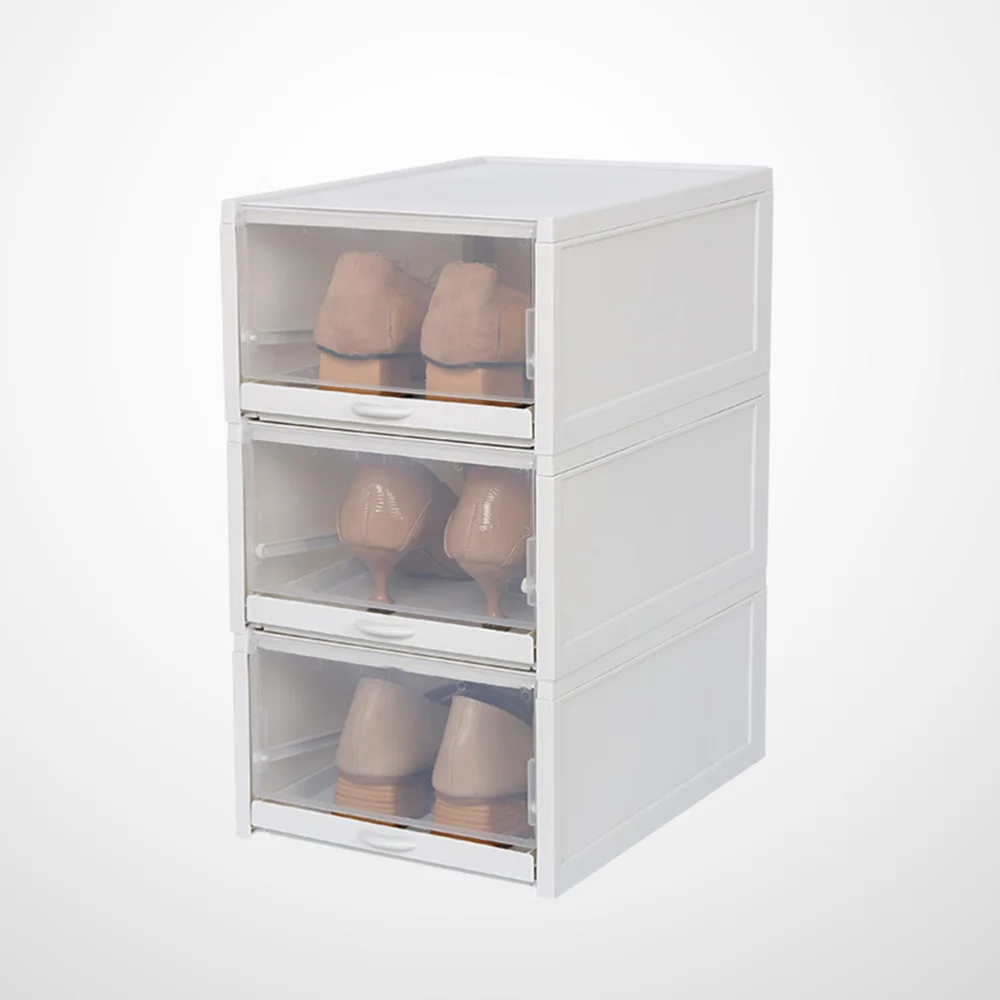 

3pcs Transparent Shoebox Drawer Type Shoes Storage Box Shoe Cabinet Organizer (Grey, for)