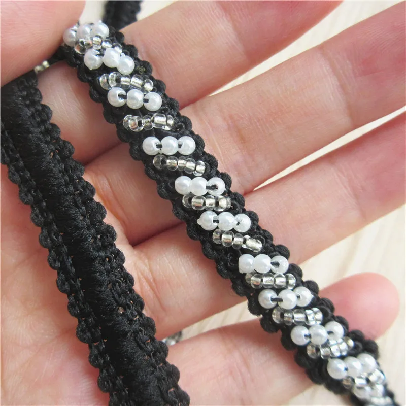 100 см черная винтажная жемчужная вышитая бисером вязаная кружевная отделка Лента