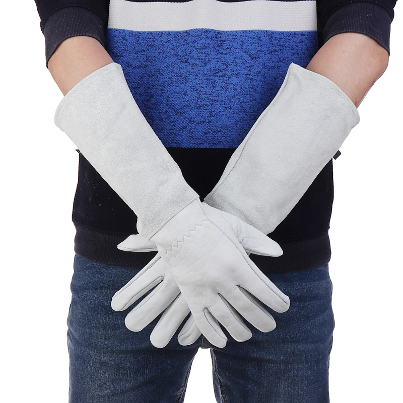 Guantes de poda de cuero para hombre y mujer, manopla de manga larga a prueba de espinillas, guantes de jardiner&iacute;a, herramientas de jard&iacute;n, Cactus y rosa-2