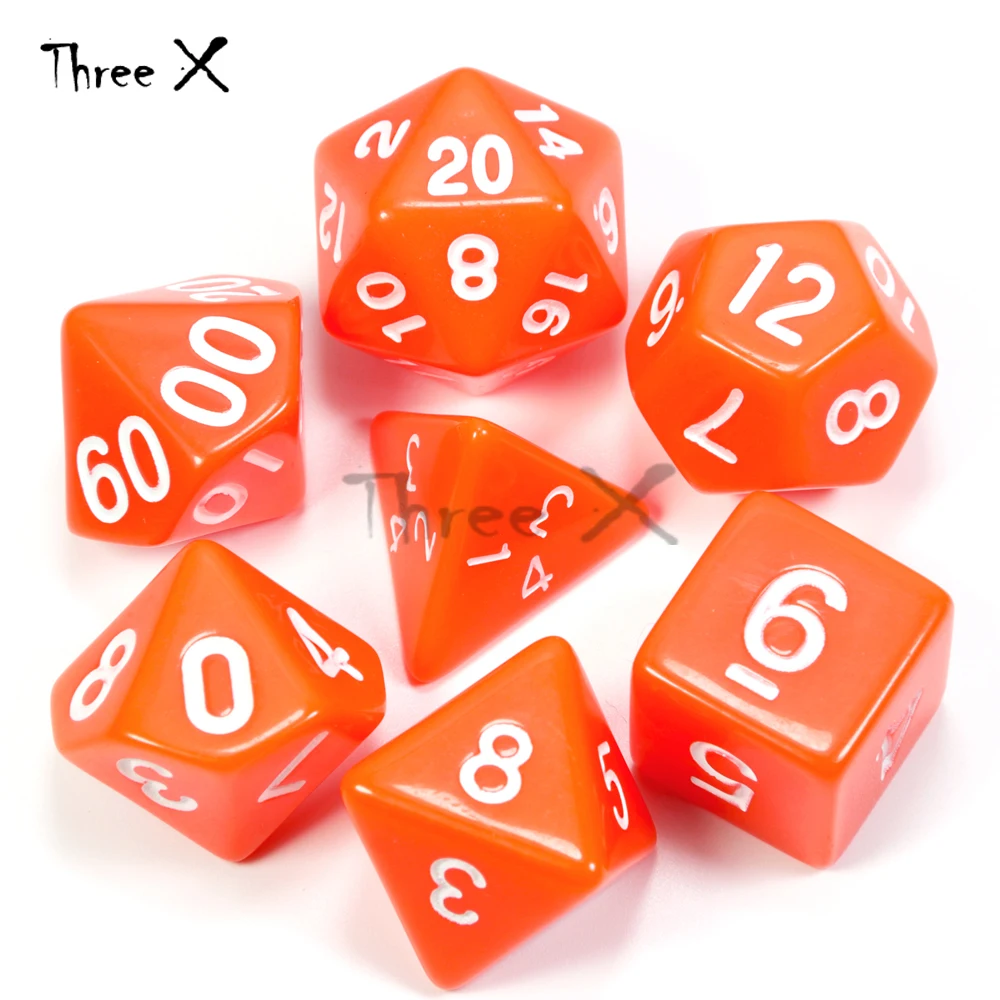 02 Orange 15 цветов 7 шт./компл. акриловые непрозрачные портативные игры в кости Подземелья и Драконы непрозрачные D4-D20 мульти стороны игральные кости настольные игры Рождественский подарок - Цвет: 02 Orange