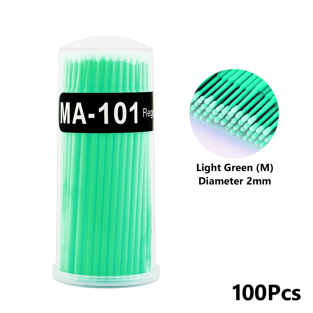 Light Green Bottle 100 шт одноразовые красочные ватные тампоны щетка для ресниц очищающий тампон горячее естественное приспособление для снятия ресниц комплект микрочипов татуировки - Цвет: Light Green Bottle