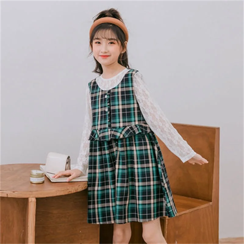 

Children's clothing girls dress 2021 autumn new long-sleeved net yarn children's fashion sweet princess dress middle and small c