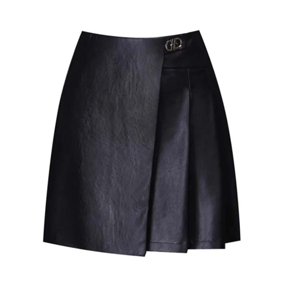 

Faux Leather Mini Skirt Women High Waist Zipper Fly Pleated Short Skirts Gothic Clothes Sexy Party Punk Black Skirt