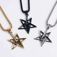 new style punk 316l stainless steel pendant classic men lightning five pointed star pendant trend men motorcycle party jewelry