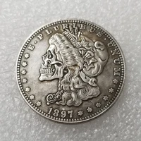 1 pc antique token coin crafts wanderer 1897 skull silver plated coin commemorative coin token