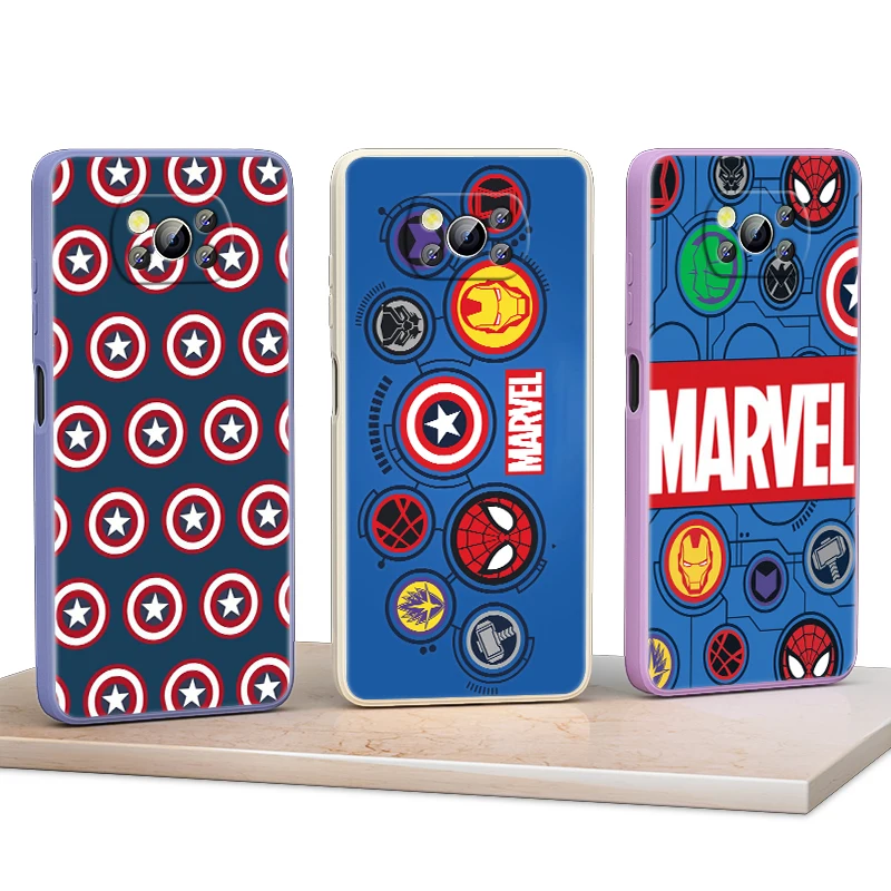 

Avengers Marvel Pattern Hero For Xiaomi POCO F3 11T Mix4 10S X2 10 M2 M3 Lite F3 Pro 5G Liquid Silicone Soft Cover Phone Case
