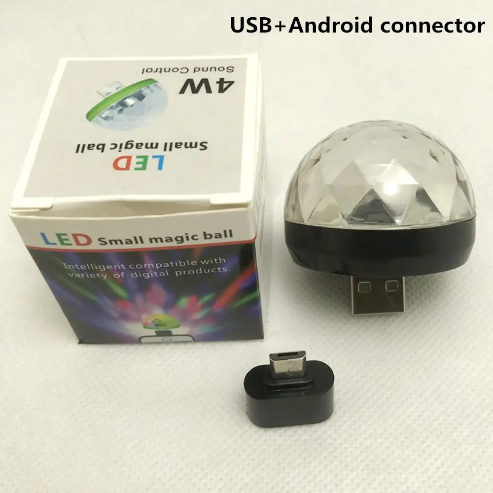 Мини USB красочные светодиодные диско-фонари портативный кристалл магический шар сценический светильник с адаптер для Android телефон вечерние свет
