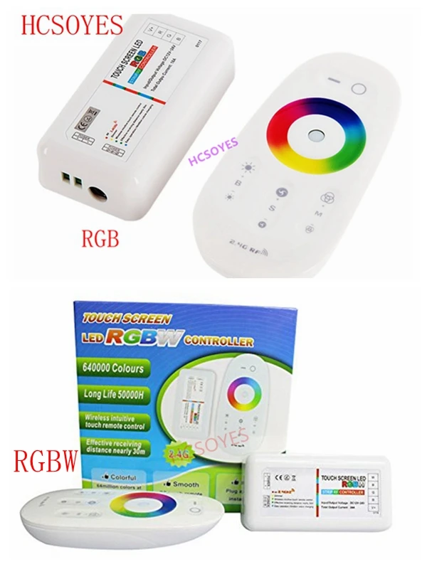 Светодиодный контроллер с сенсорным экраном RGB RGBW 2,4G, беспроводной DC12-24V с сенсорным РЧ-управлением для RGB/RGBW светодиодной ленты 18A, пульт дистанционного управления