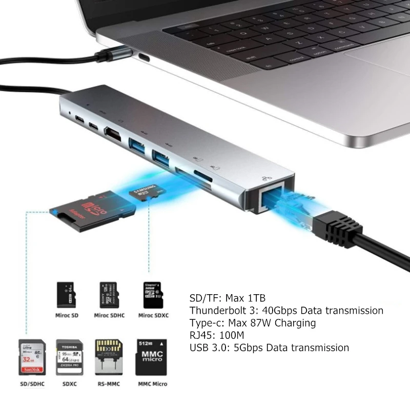 Адаптер Rankman Type C на RJ45 Lan Ethernet 4K HDMI совместимый с USB 3 0 для MacBook Samsung S9 Dex Xiaomi 10 TV Nintendo