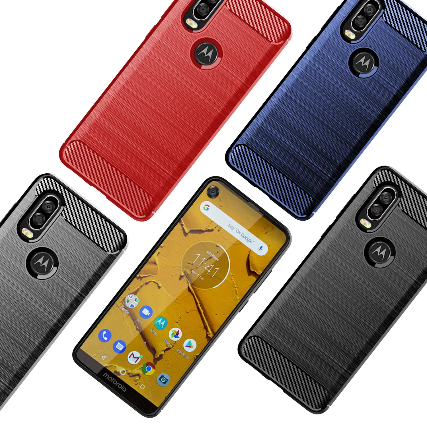 Стильный чехол для Moto G7 P40 power P30 Note One Pro Play силиконовый телефона X4 из углеродного