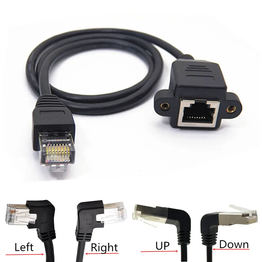RJ45 Cat5 8P8C FTP STP UTP Cat 5e штекер гнездо 90 градусов прямоугольный сетевой кабель LAN Ethernet 0