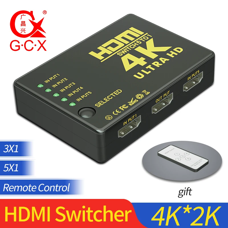 Коммутатор HDMI 4K 3x1 3 входа 1 выход с ИК пультом дистанционного управления для XBOX 360