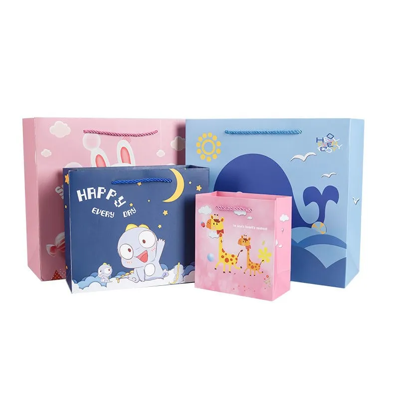 10 шт милые животные мальчик девочка бумажный подарочный пакет с ручками детский