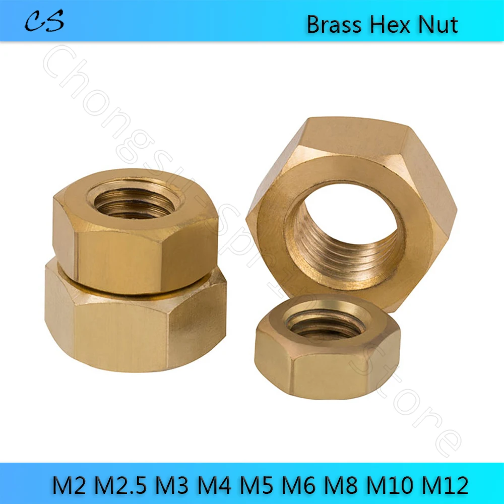 

Solid Brass Hex Nut Hexagon Nuts for M2 M2.5 M3 M4 M5 M6 M8 M10 M12 Screws Bolt