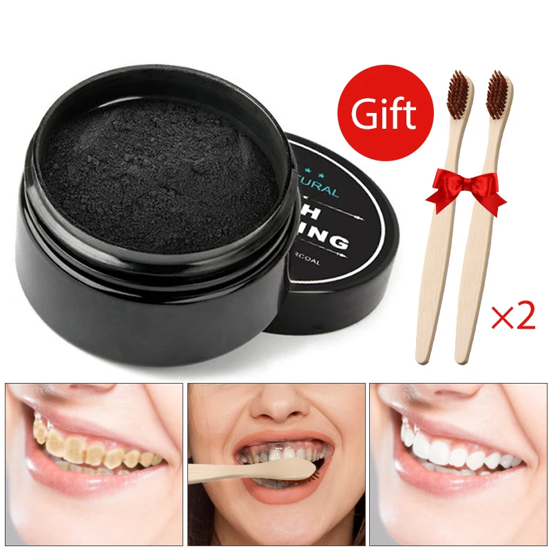 

30g Teeth Whitening Powder Charcoal Powder Natural Activated Charcoal Free Toothbrush Hygiene Clean Tartar Stain Oral Care